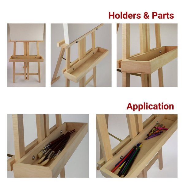 Wooden Folding Easel, Floor-standing and Table-top Adjustable, Easy-to-Follow DIY - Tray