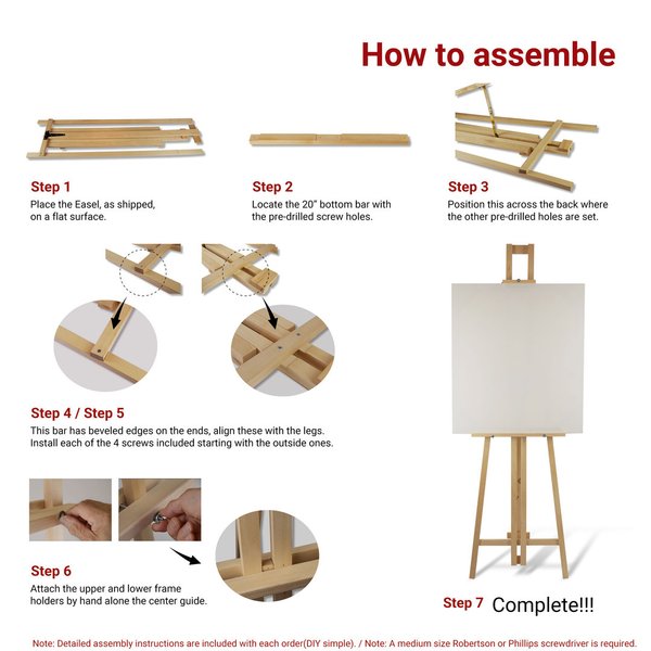 Wooden Folding Easel, Floor-standing and Table-top Adjustable, Easy-to-Follow DIY - Easel