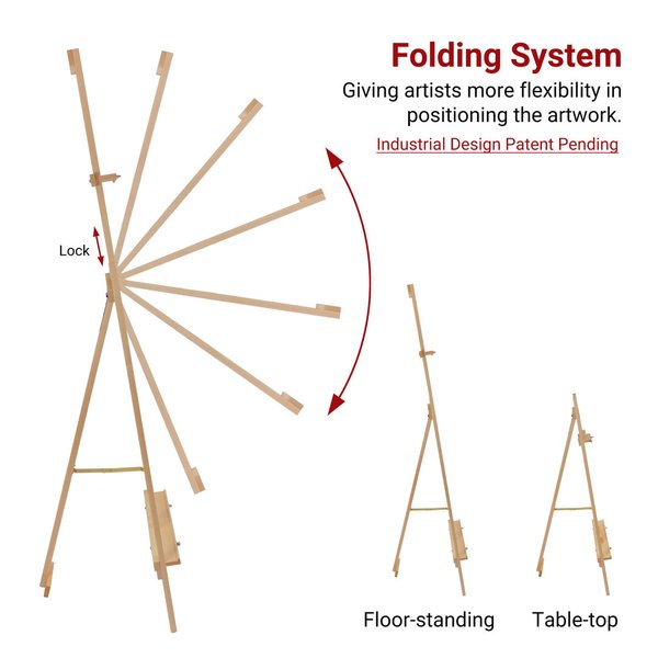 Wooden Folding Easel, Floor-standing and Table-top Adjustable, Easy-to-Follow DIY - Easel+Tray