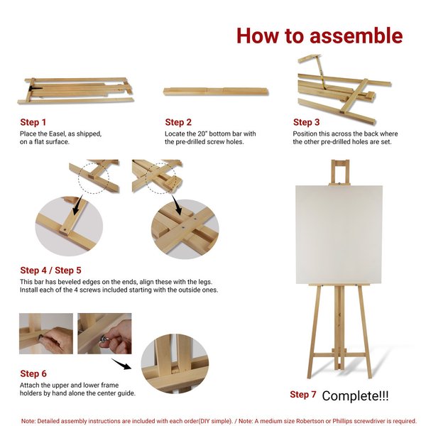 Wooden Easel, Folding Style, Floor-standing and Table-top positions, Easy DIY - Easel