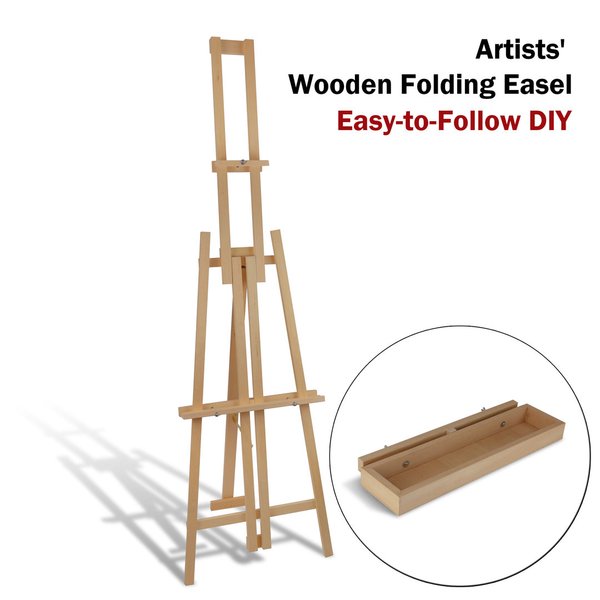 Wooden Easel, Folding Style, Floor-standing and Table-top positions, Easy DIY - Easel+Tray